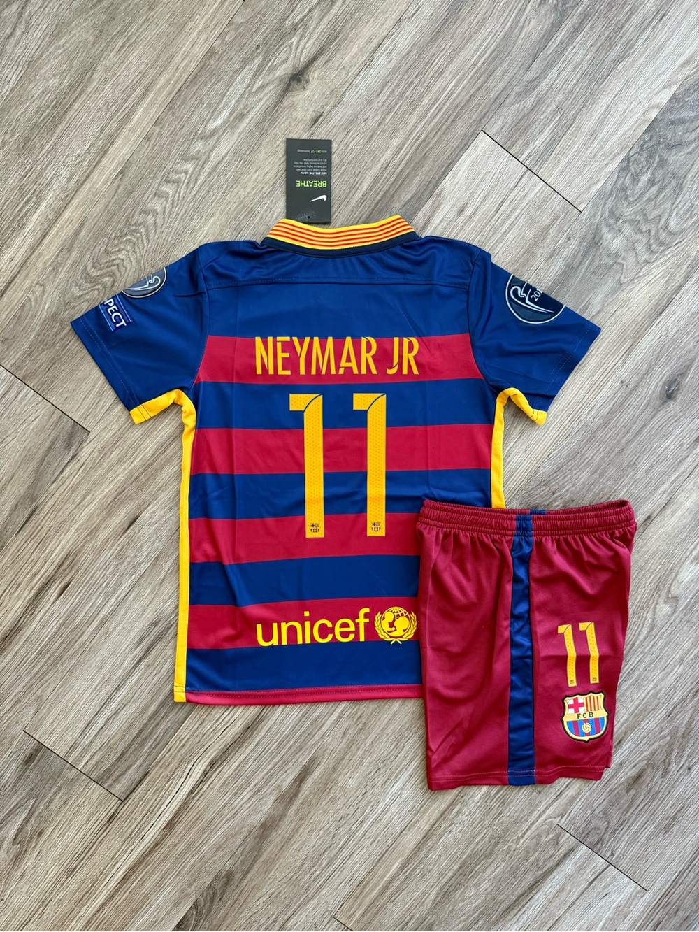Barcelona Home Retro  Neymar Jr #11 H Soccer Jersey and Shorts - Blue & Red Kids
